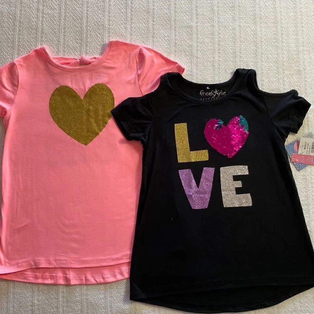 FREESTYLE Girls Size 6 Love Heart Tops